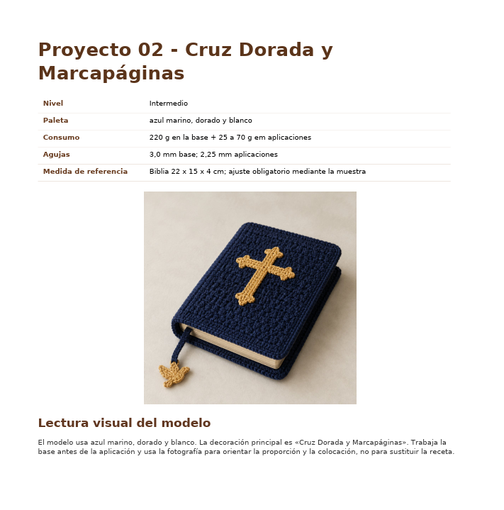 Página del proyecto Cruz Dorada y Marcapáginas con Paloma