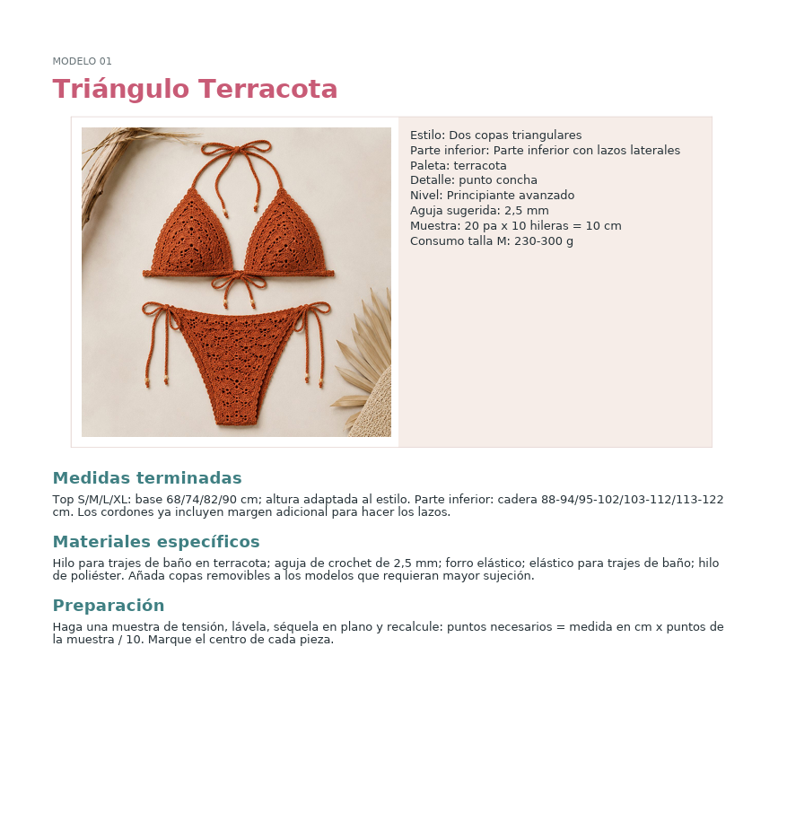 Modelo Bikini Triángulo Terracota de crochet