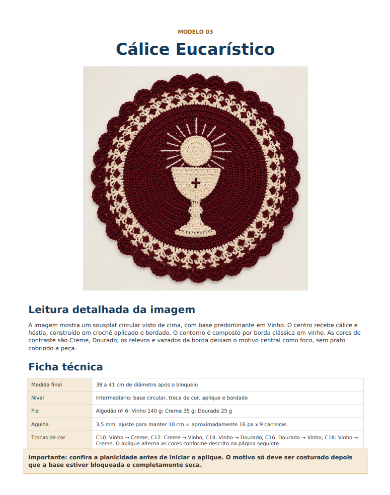 Página do PDF com o modelo 03 Cálice Eucarístico