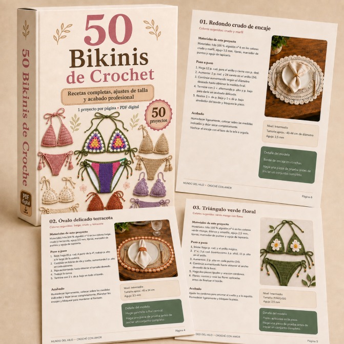 Páginas internas del material de bikinis de crochet