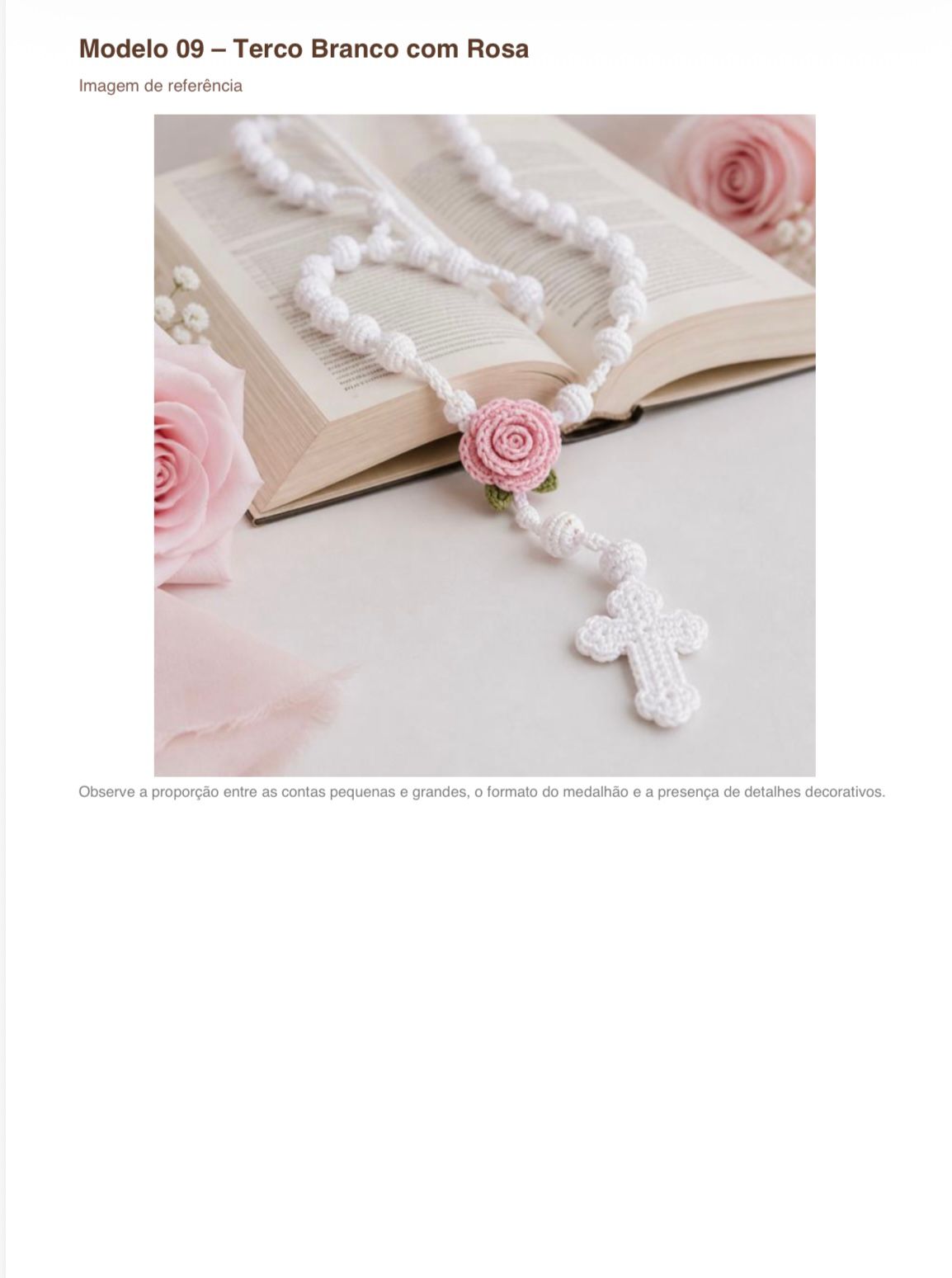 Página do guia: Modelo 09 Terço Branco com Rosa
