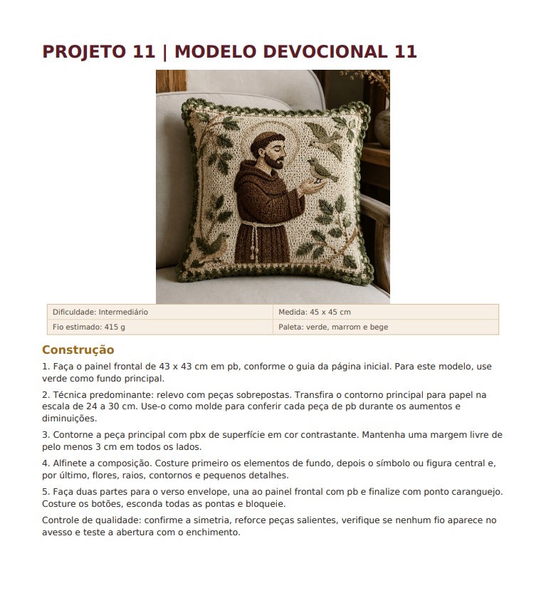 Página do PDF: modelo devocional em verde, marrom e bege com passo a passo