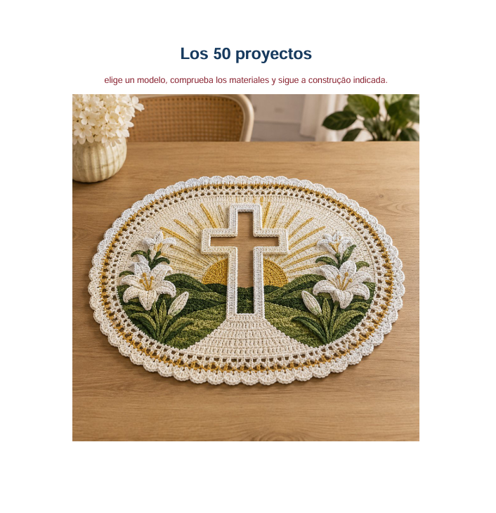 Mantel individual con Cruz y Ramas de Olivo en crochet