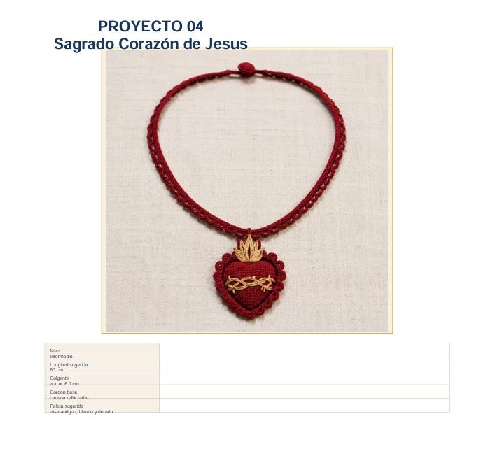 Página del PDF: Proyecto 01 Cruz Latina Beige y Dorada en crochet