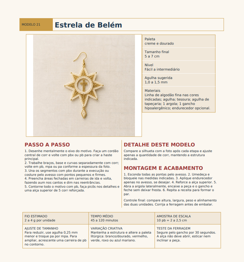 Página do PDF com o modelo 21 Estrela de Belém, rica em detalhes
